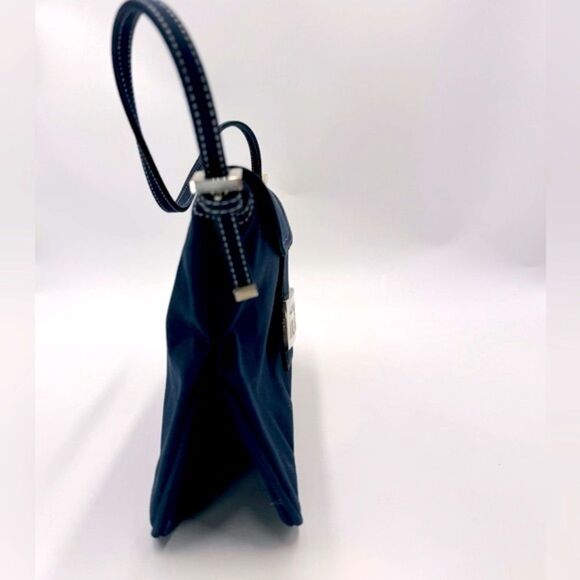Fendi Mama Double Flap Navy Blue Canvas Limited Edition Baguette Preloved Purse - Picture 5 of 16